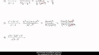 Algebarski razlomci -vj.br.1. - potpuno riješeni zadaci - Matematika 1 - instrukcije