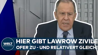 UKRAINE-KRIEG: Hier gibt Russlands Außenminister Lawrow zivile Opfer zu - und relativiert gleich