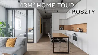 Zmiany w rozkładzie - 43m² mieszkanie z betonowym sufitem | HOME TOUR