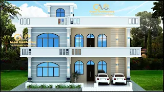 40'-0"x50'-0" 3D House Design With Layout Map | Two Floor 4 Room House | Gopal Architecture