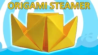 Steamboat Origami  🚢 Easy Video Instructions 🚢 Origami Steamer