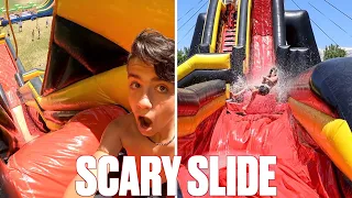 WORLD'S TALLEST AND STEEPEST INFLATABLE WATER SLIDE | INSANE WATER SLIDE DROP