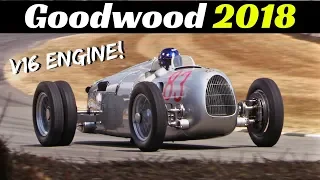 Auto Union Type C (1936) - CRAZY V16 Engine Warm-up & Action - 2018 Goodwood Festival of Speed