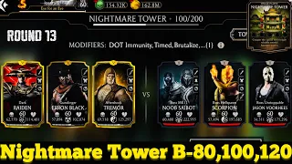 Nightmare Tower Boss Battle 80,100 & 120 Fight + Reward MK Mobile