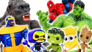Power Rangers & Marvel Avengers Toys Pretend Play | Spider Hulk & Hulk vs Thanos Giant King Kong