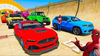 SPIDERMAN Epic New RIVER MONSTER Ramp Challenge for Cars ! SuperHero Hulk Goku Venom – GTA 5