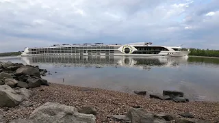 Danube River Cruise Ships, Barge and their Waves. 2K video EP02