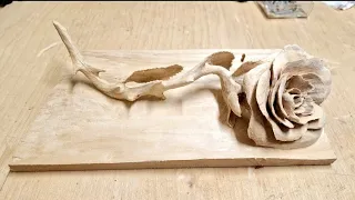 Creating a beautiful wooden rose with power carving tools!