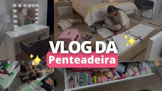 Montando e Organizando Minha Nova Penteadeira: Tour e Seleção de Maquiagem!