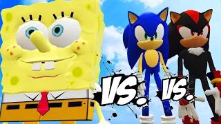 SONIC vs SPONGEBOB vs SHADOW - Great Battle