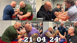 Armwrestling training, Mindaugas Dulskas, Big Loz, Lee Webber