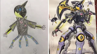 Dad turns kids drawing into Anime