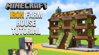 Minecraft Iron Farm House Tutorial - Java/Bedrock - Aesthetic Farm