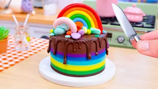 Miniature Rainbow Cake With Chocolate Decorations  🍫 1000+ Satisfying Miniature Cake Recipes