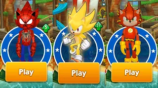 Sonic Dash - Spiderhog vs Super Sonic vs Sonic Flash Mods - All 60 Characters Unlocked Gameplay Live