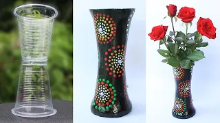 How to make flower vase from plastic cup and Plaster