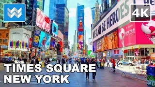 [4K] Walking tour of Times Square in New York City USA - Vacation Travel Guide