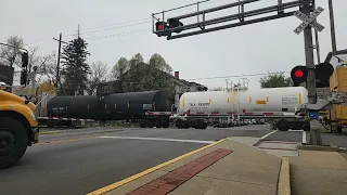 HiDef-CSX M361 with Norfolk Southern Engine and 135 Cars Passing through Rushville Indiana