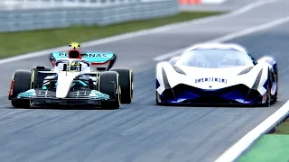 Mercedes F1 2022 W13 vs Devel Sixteen at Monza GP