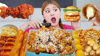 Mukbang Hamburger 햄버거 꿀꽈배기 치킨 치즈볼 먹방🍔 Chicken nugget EATING SOUNDS | HIU 하이유