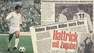 Gerd Müller's first goals for Germany | Scores 4 goals against Albania | RARE FOOTAGE