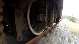 A train wheel running on a jointed track