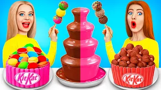Expensive vs Cheap Chocolate Fountain Fondue Challenge! Chocolate Food Competition by RATATA