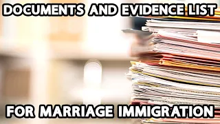 Documents & Evidence List for Marriage Immigration