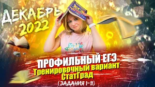 Профильный ЕГЭ по математике. Тренировочный вариант СтатГрад (задания 1 - 11) декабрь 2022