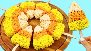 How to Make Delicious Candy Corn Shaped Rice Krispy Treats | Fun & Easy DIY Halloween Desserts!