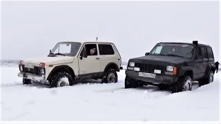 Чероки берёт реванш у Нивы. Битва в снегу. (Jeep Grand Cherokee vs Jeep Cherokee)