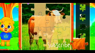 mengabungakan puzzel hewan sapi#puzzle