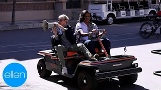 Michelle Obama and Ellen Drive Around the Warner Bros. Lot