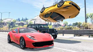 Street Racing Crashes with Traffic #1 - BeamNG Drive Car Crashes | CrashBoomPunk