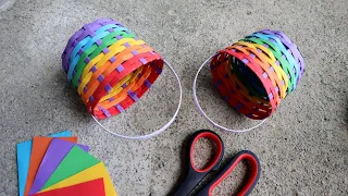 COLORED PAPER BASKET CRAFT | Easy Handmade Paper Craft | Beautiful Basket Display Creation