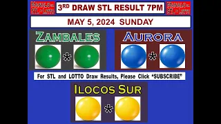 STL 3RD Draw 7PM Result STL Zambales STL Ilocos Sur STL Aurora  May 5, 2024 SUNDAY