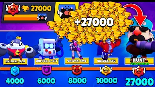 NONSTOP to 27000 TROPHIES Without Collecting TROPHY ROAD + Free Brawler - Brawl Stars