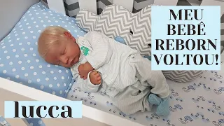 MEU BEBÊ REBORN LUCCA VOLTOU! 💙 ROTINA DA NOITE DELE!