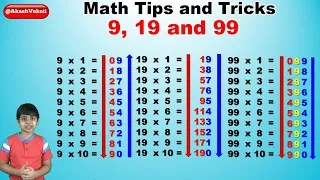 Learn 9, 19 and 99 Times Multiplication Tables for kids  | Easy and fast way to learn