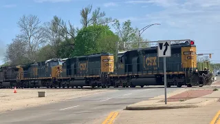 Train With 4 Locomotives Switching At RR Crossing Wye, CSX Interchange, 2 Railroad Crossings In Ohio