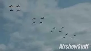 T-34 Mentor 18-ship Mass Formation Flyover - EAA AirVenture Oshkosh 2014