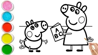 Peppa Pig and George Pig Drawing and Painting for Kids | Easy Step-by-Step Tutorial