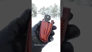 Leather sheath for Spyderco Shaman.