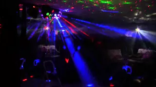 Basement Disco lights, american dj, chauvet laser light show with fog