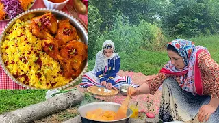 Delicious ZERESHK POLO MORGH Recipe, Barberry Pilaf & Chicken ASMR cooking-  rice cultivation