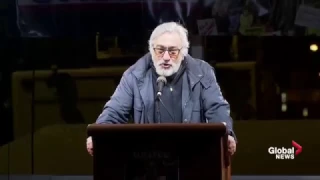 Robert De Niro mocks Trump’s twitter rants during rally against president-elect