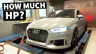 Our Audi RS3 Hits the Dyno With E85, Intake, and Exhaust. How Much More WHP Will it Make??