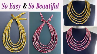 Beautiful 5 Layers Chunky Statement Fabric Rope Choker Necklace | Multi Strand Fabric Bib Necklace