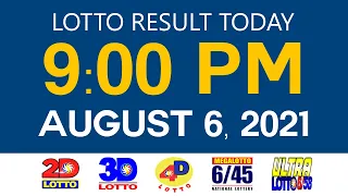 Lotto Results Today August 6 2021 9pm Ez2 Swertres 2D 3D 4D 6/45 6/58 PCSO