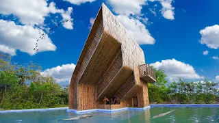 Build The Greatness Bamboo Villa & Swimming Pool And Feed the Crocodile